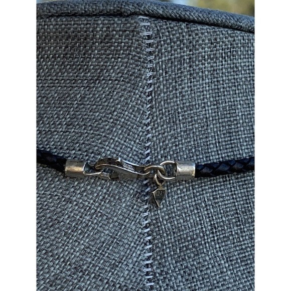 925 Silpada Necklace Flower Hammered Oxidized Pendant Black Leather ? Cord 16” - Picture 7 of 11